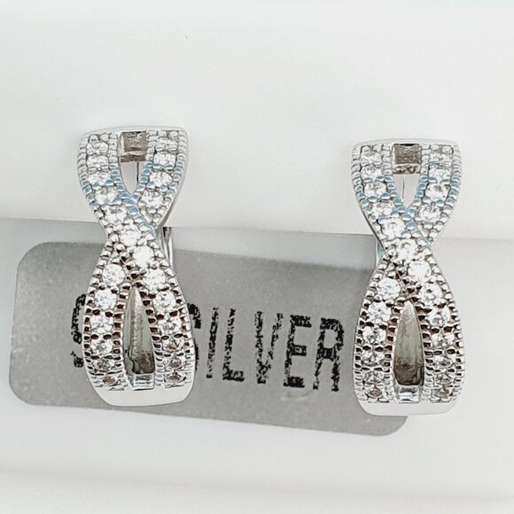 "925 Sterling Silver Cubic Zirconia Earrings UU1P6A6149